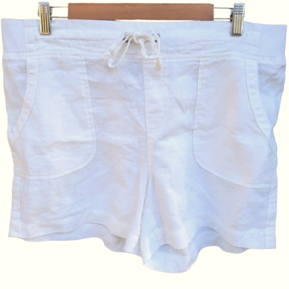 Athleta Pull On 100% Linen Shorts Size 14 - Picture 2 of 16